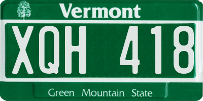 VT license plate XQH418