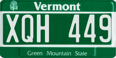 VT license plate XQH449