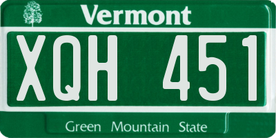 VT license plate XQH451