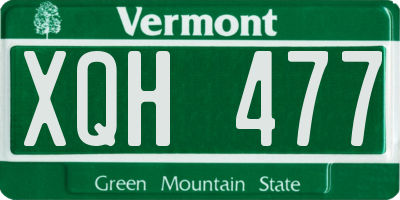 VT license plate XQH477