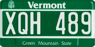 VT license plate XQH489