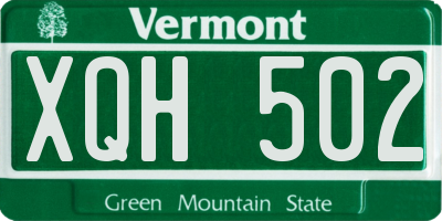 VT license plate XQH502