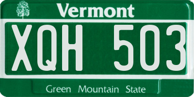 VT license plate XQH503