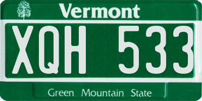 VT license plate XQH533