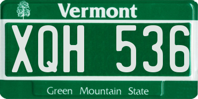 VT license plate XQH536