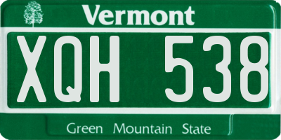VT license plate XQH538