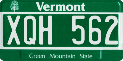 VT license plate XQH562