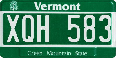 VT license plate XQH583