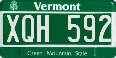 VT license plate XQH592