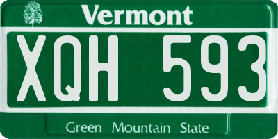 VT license plate XQH593