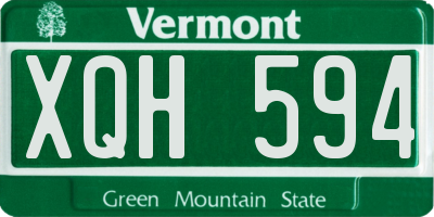 VT license plate XQH594