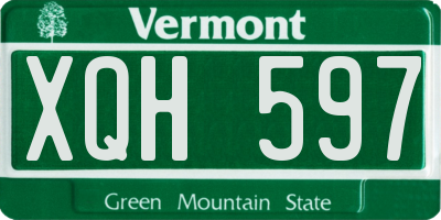 VT license plate XQH597
