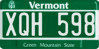 VT license plate XQH598