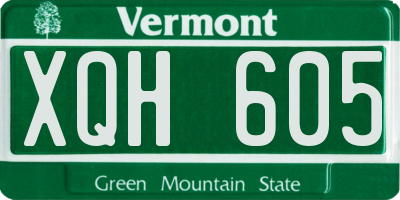 VT license plate XQH605
