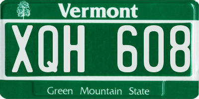 VT license plate XQH608