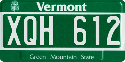 VT license plate XQH612