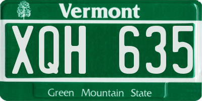 VT license plate XQH635