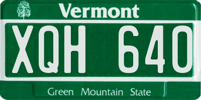 VT license plate XQH640