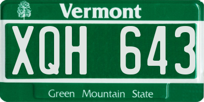 VT license plate XQH643