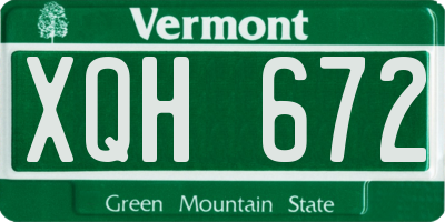 VT license plate XQH672