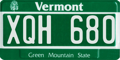 VT license plate XQH680