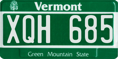 VT license plate XQH685