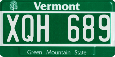 VT license plate XQH689