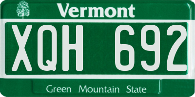VT license plate XQH692