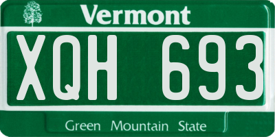 VT license plate XQH693