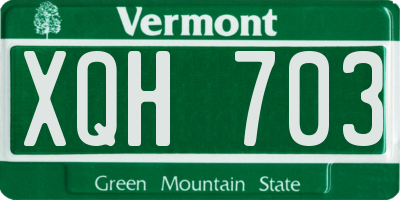 VT license plate XQH703