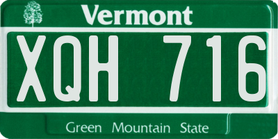 VT license plate XQH716