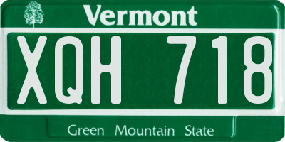 VT license plate XQH718