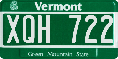 VT license plate XQH722