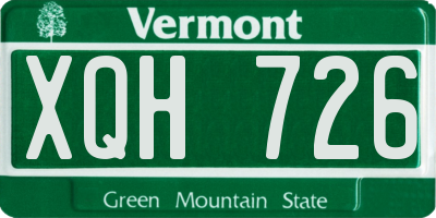 VT license plate XQH726