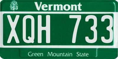 VT license plate XQH733