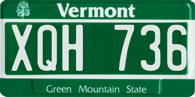 VT license plate XQH736