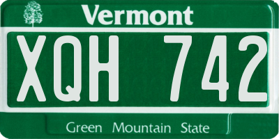 VT license plate XQH742