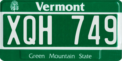 VT license plate XQH749