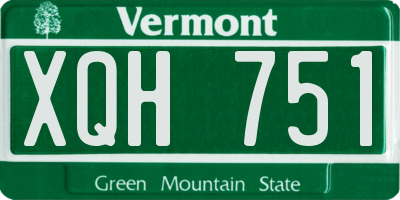 VT license plate XQH751