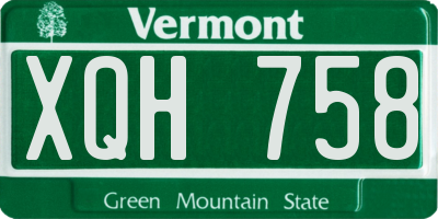 VT license plate XQH758