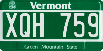 VT license plate XQH759
