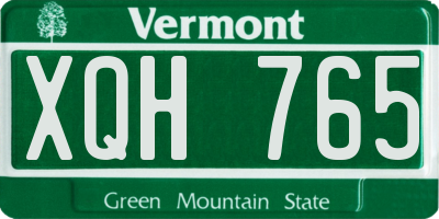 VT license plate XQH765