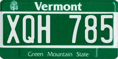 VT license plate XQH785
