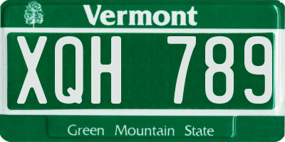 VT license plate XQH789
