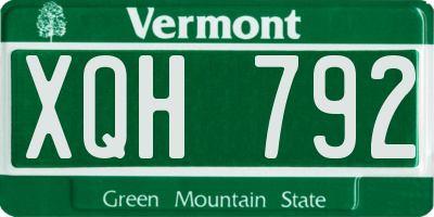 VT license plate XQH792
