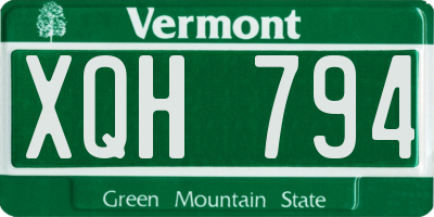 VT license plate XQH794