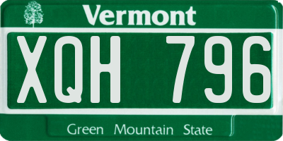 VT license plate XQH796