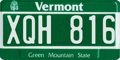 VT license plate XQH816