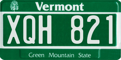 VT license plate XQH821