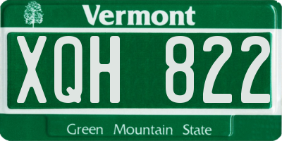 VT license plate XQH822
